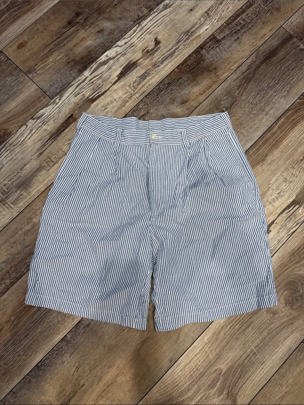 Jos. A. Bank Blue and White Striped Flat Front Shorts